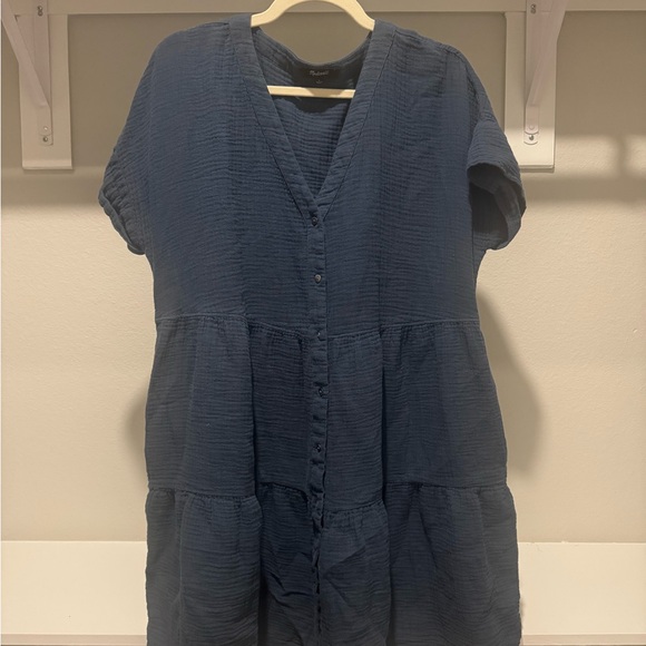 Madewell Blue Babydoll Button-Down Dress - Picture 1 of 3